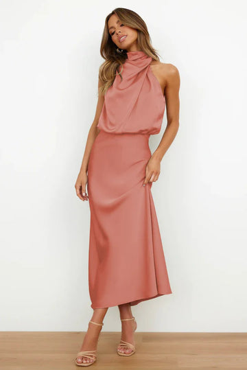 Élodie – Robe Sophistiquée à Col Drapé