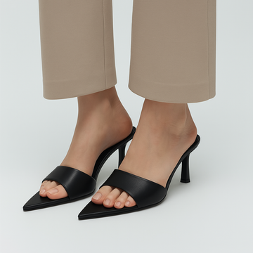 Mules Femme Noires à Bout Ouvert – Élégantes & Polyvalentes