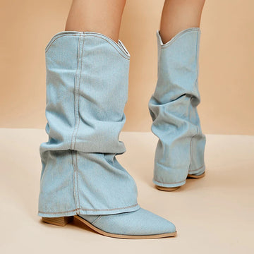 RHEAN - Denim Slouchy Boots