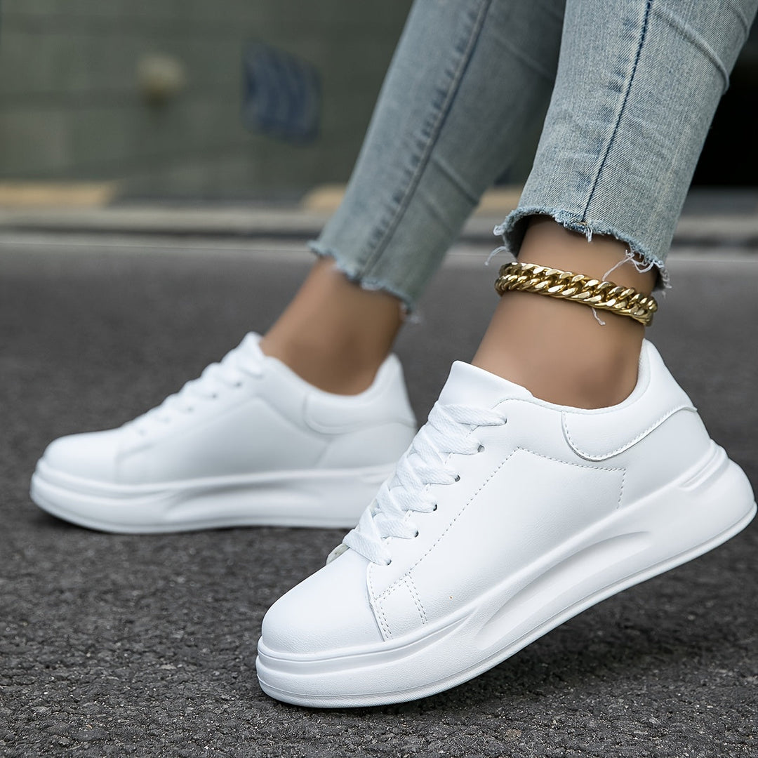 ALYNE - Classic White Lace-Up Sneakers