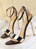 Belt Buckle Open Toe Shiny Split-Joint Pumps Sandals Sandals