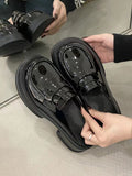 Round-Toe Split-Joint Loafers Platform Shoes Slippers&Mules