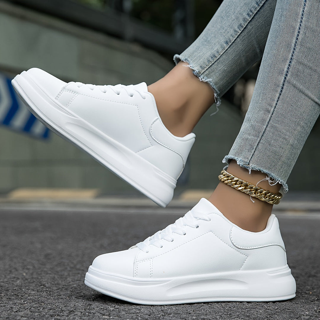 ALYNE - Classic White Lace-Up Sneakers