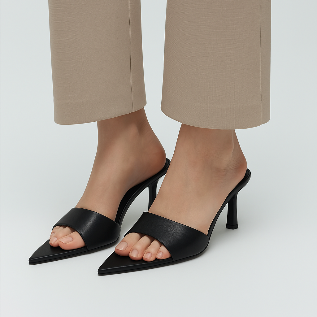 Mules Femme Noires à Bout Ouvert – Élégantes & Polyvalentes