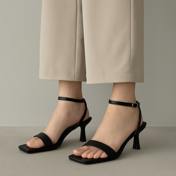 Escarpins en Cuir Femme – Bout Carré & Bride Cheville Ajustable