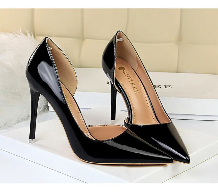 Glossy Leather Stripper Stiletto Wedding Bridal Pumps High Heels