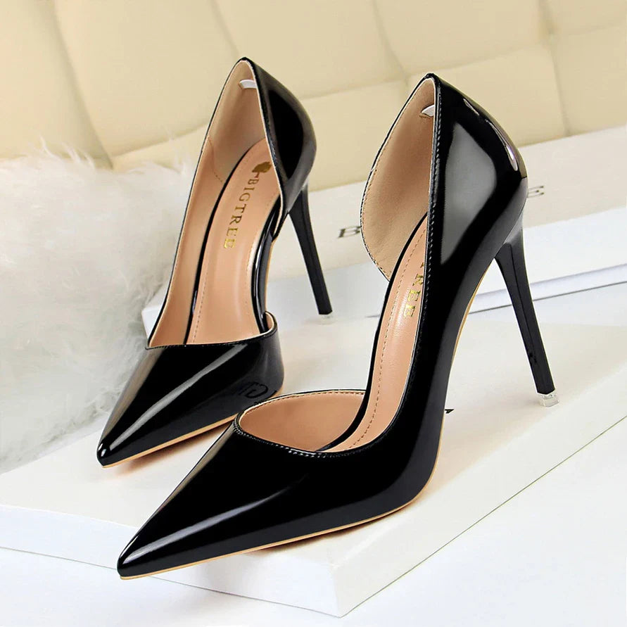 Glossy Leather Stripper Stiletto Wedding Bridal Pumps High Heels