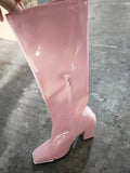 Patent Leather Thick Heel Knee High Boots