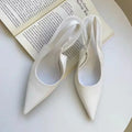 Elegant High Heels Silver Pumps Women Slingbacks Pointed Toe Party Shoes