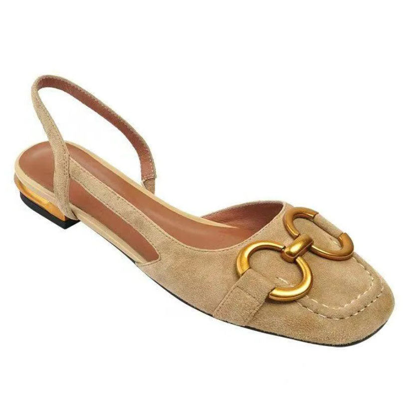 ANN - Elegant Slingback Flats with Buckle Detail