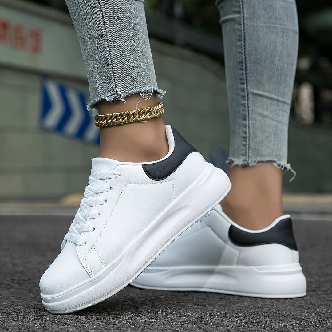 ALYNE - Classic White Lace-Up Sneakers
