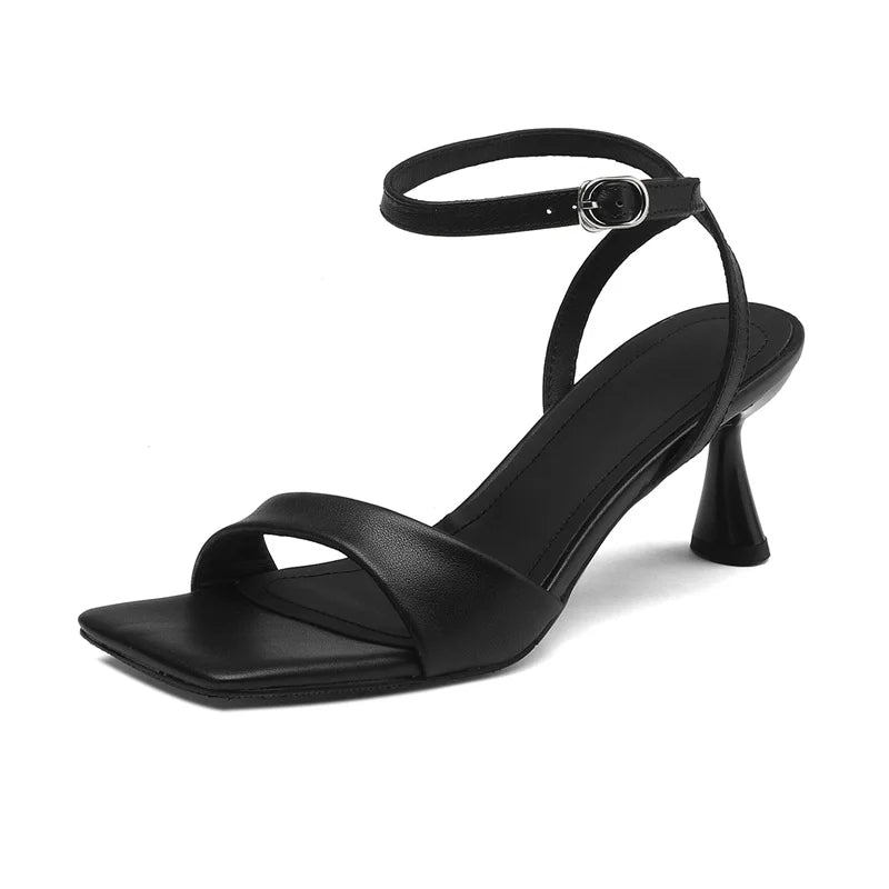GRACE - Leather Ankle Strap Heels