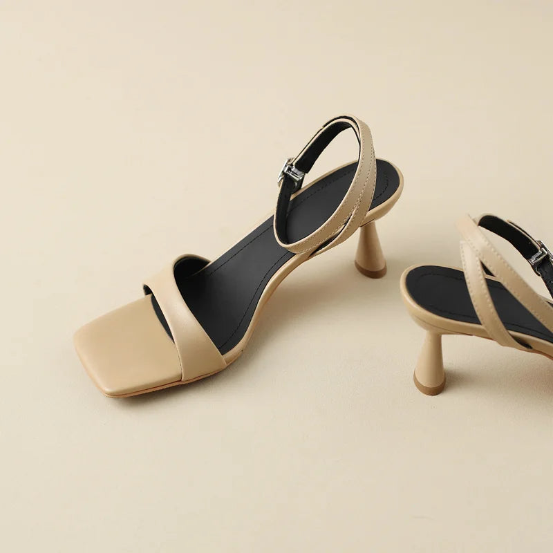 GRACE - Leather Ankle Strap Heels