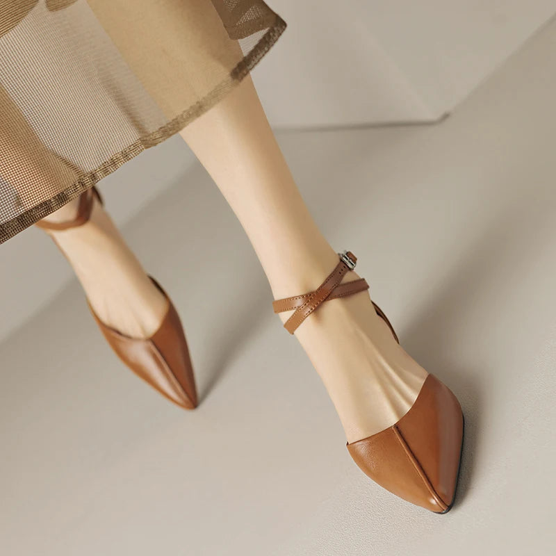 DIZARA - Leather Pointed Toe Flats