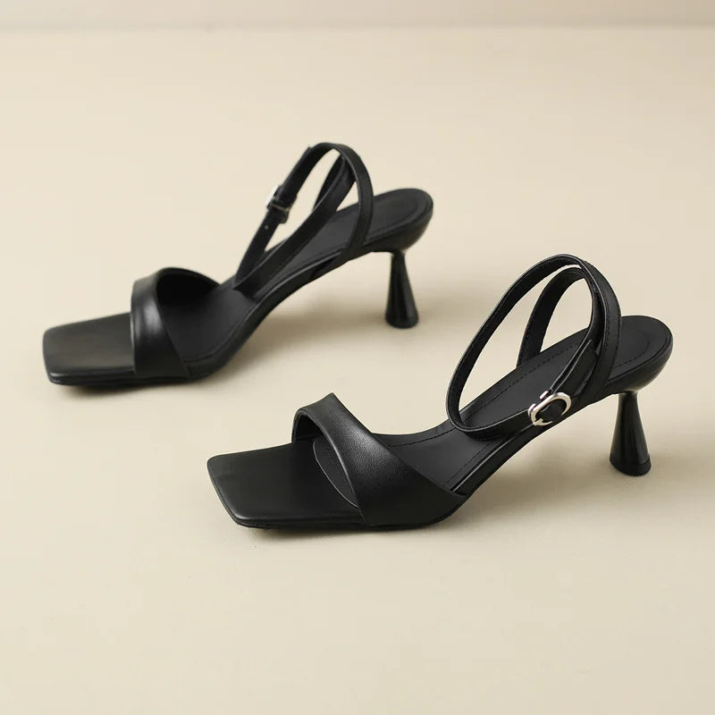 GRACE - Leather Ankle Strap Heels