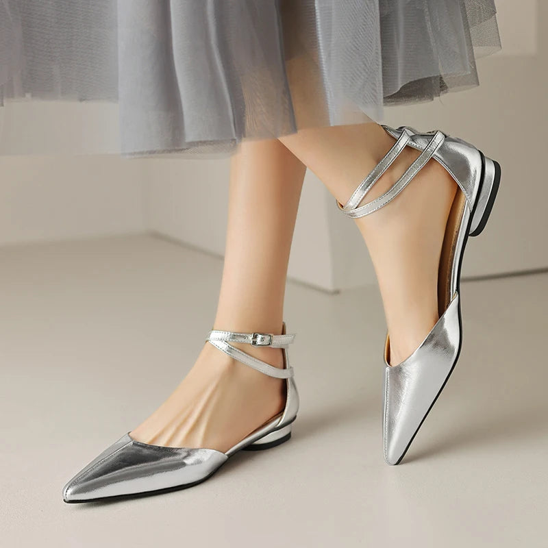 DIZARA - Leather Pointed Toe Flats