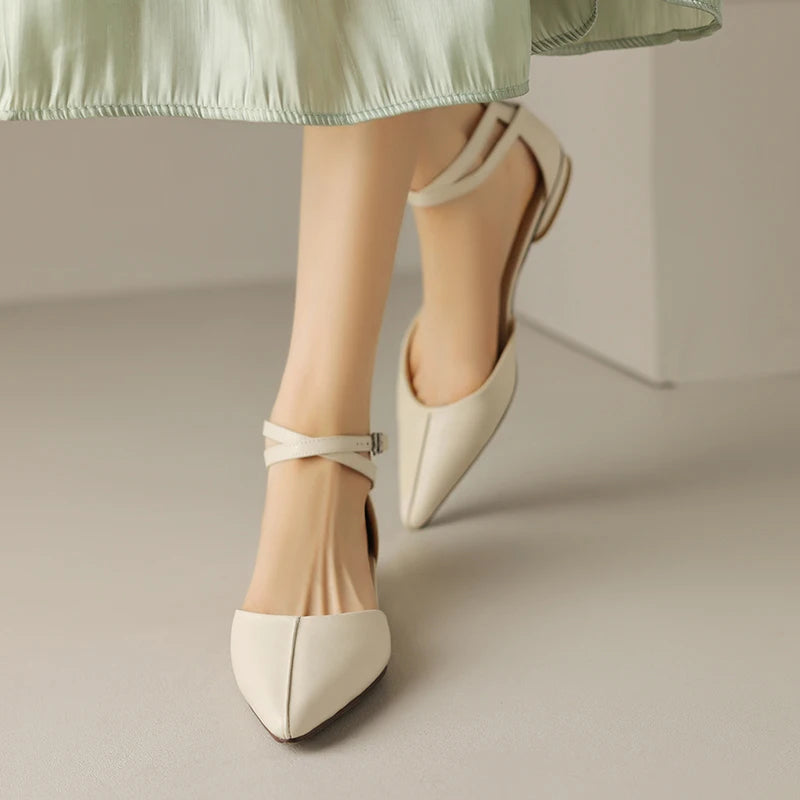 DIZARA - Leather Pointed Toe Flats