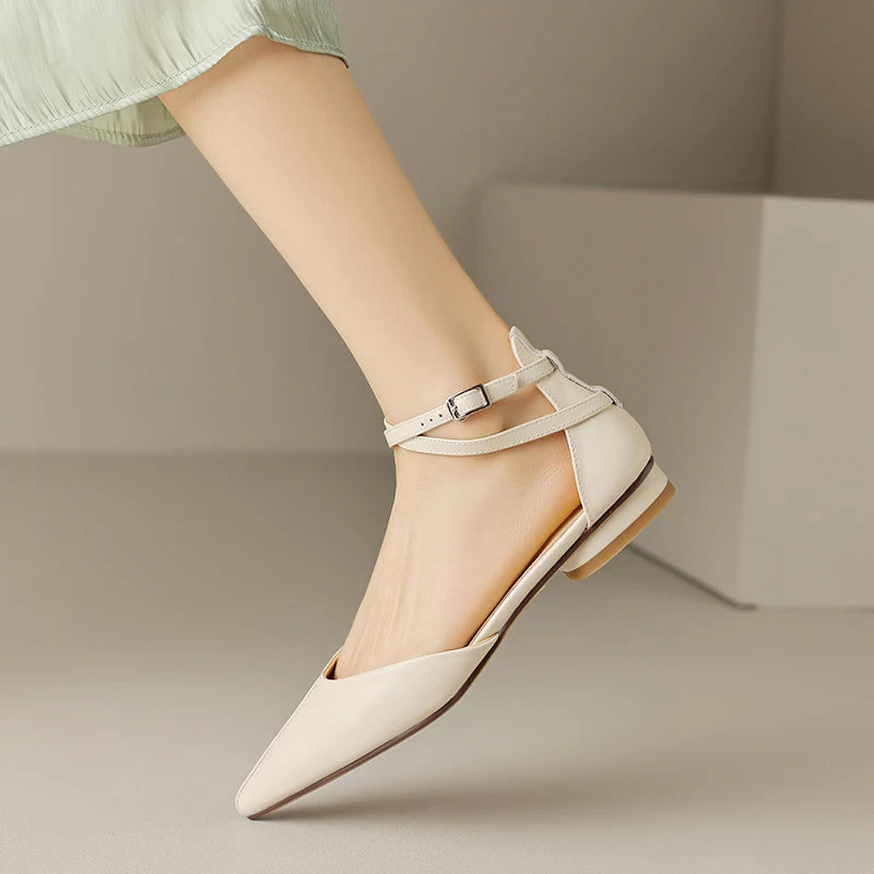 DIZARA - Leather Pointed Toe Flats
