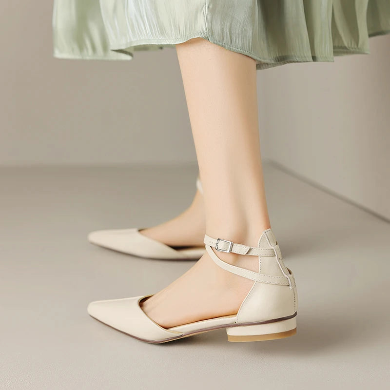 DIZARA - Leather Pointed Toe Flats