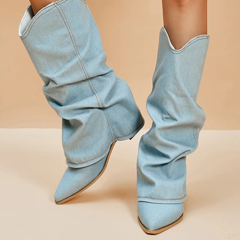 RHEAN - Denim Slouchy Boots