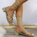 PRYIA - Strappy Lace-Up Block Heel Sandals